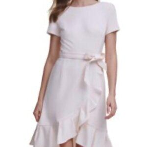 Calvin Klein Women Short Sleeve Ruffle Skirt Dress